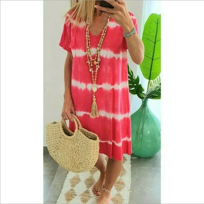 EP | robe chemise rayée tie-dye à manches courtes et coupe ample