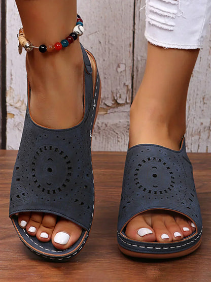 ND | Motif ethnique Poinçonné Creux Velcro Rétro Sandale