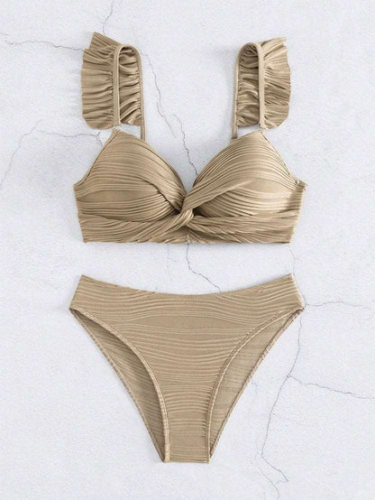 EP | Women's Solid Color Ruffled Bikini en 2 couleurs S-XL
