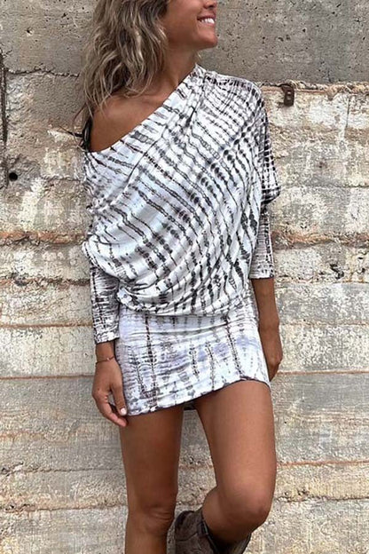 EP | Country Mile Tie-dye Print Mini-robe stretch à manches Dolman