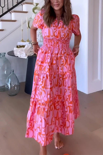 EP | Robe évasée à l'imprimé abstrait et à la taille ruchée