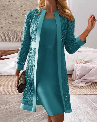 EP | Ensemble deux pièces - robe cardigan dentelle pour femme