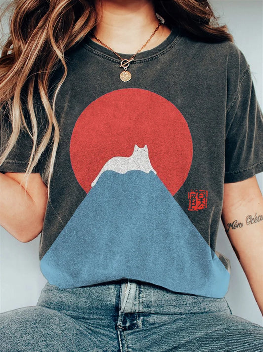 ND | Graphisme chat montagne T-shirt