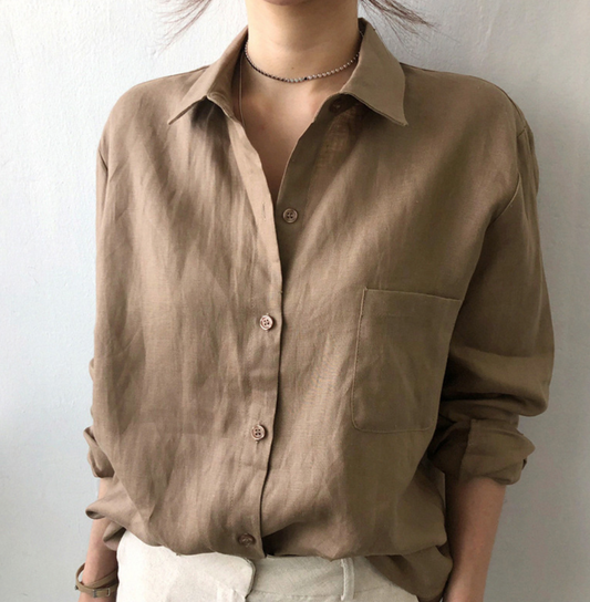 EP Femmes chemise en coton printemps chemise décontractée simple col blouse décontractée