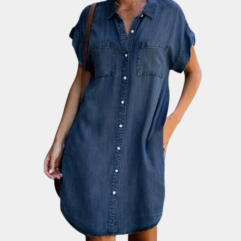 EP | Robe-blouse en denim avec fermeture à boutons