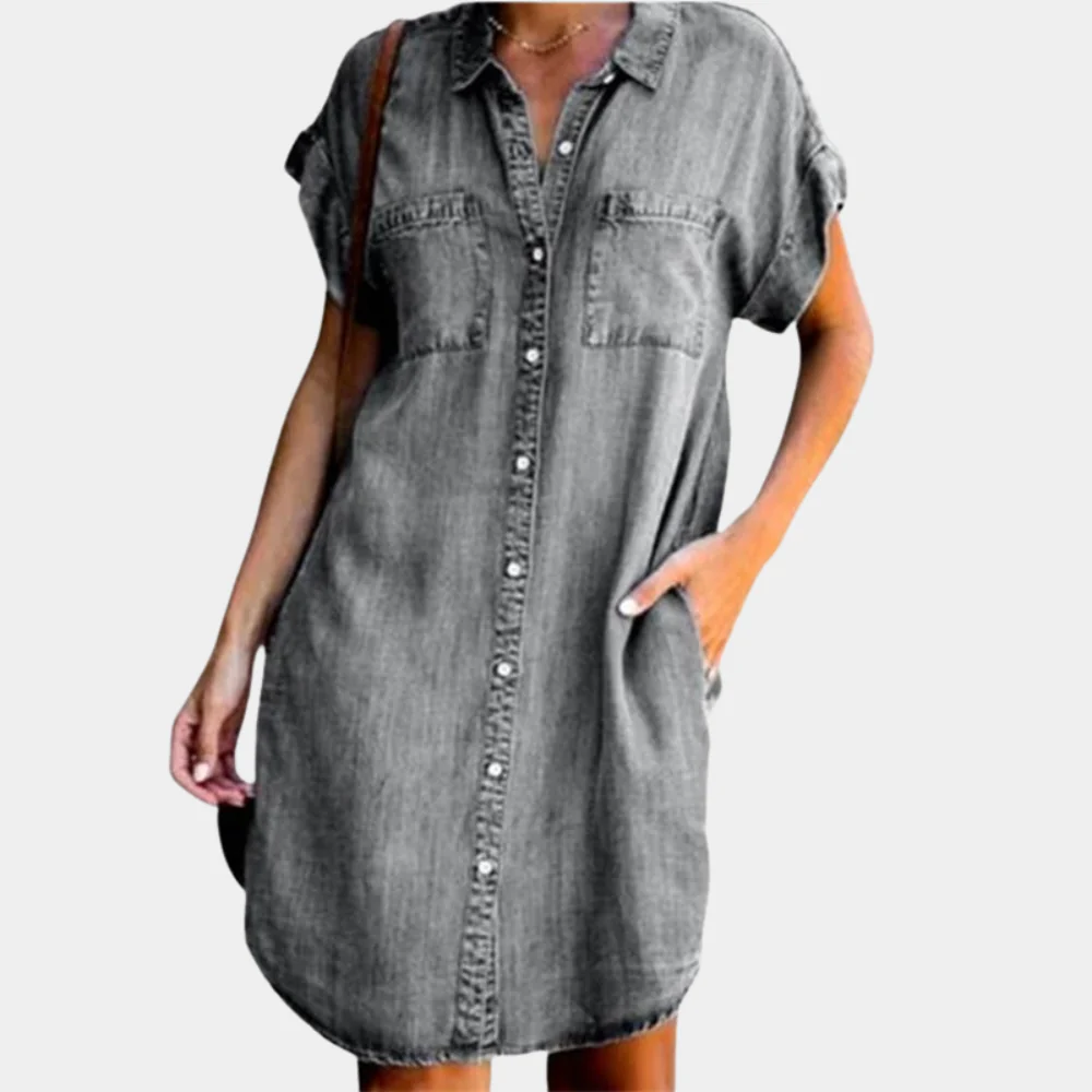 EP | Robe-blouse en denim avec fermeture à boutons