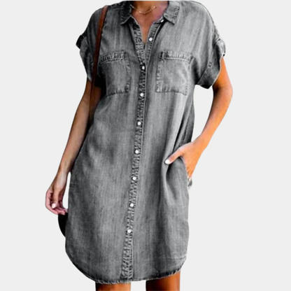 EP | Robe-blouse en denim avec fermeture à boutons