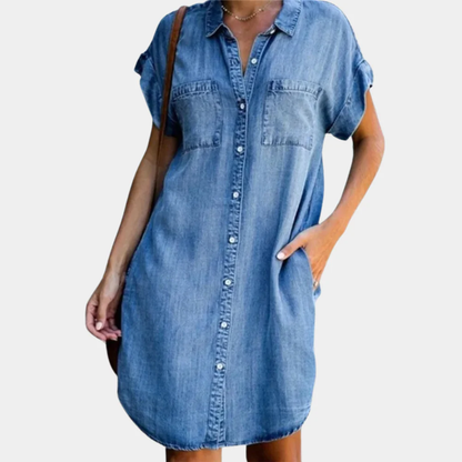 EP | Robe-blouse en denim avec fermeture à boutons