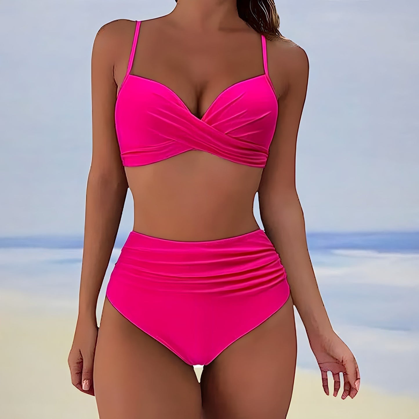 ND | Bikini taille haute avec haut twisté sur le devant