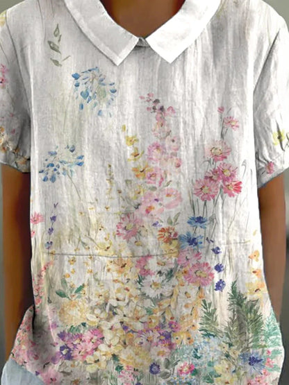 EP | T-shirt en lin et coton avec motif imprimé