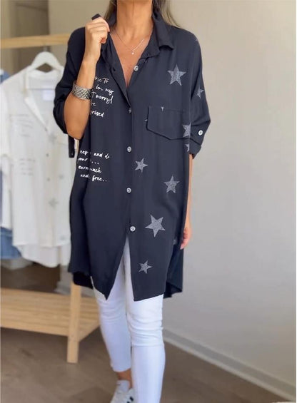 EP | Chemise à une rangée d'étoiles imprimées avec revers