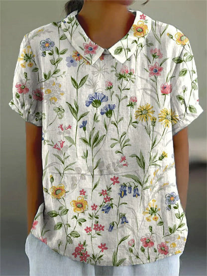 EP | T-shirt en lin et coton avec motif imprimé