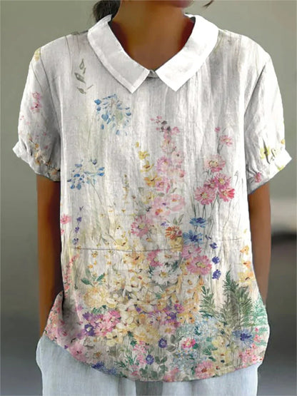 EP | T-shirt en lin et coton avec motif imprimé