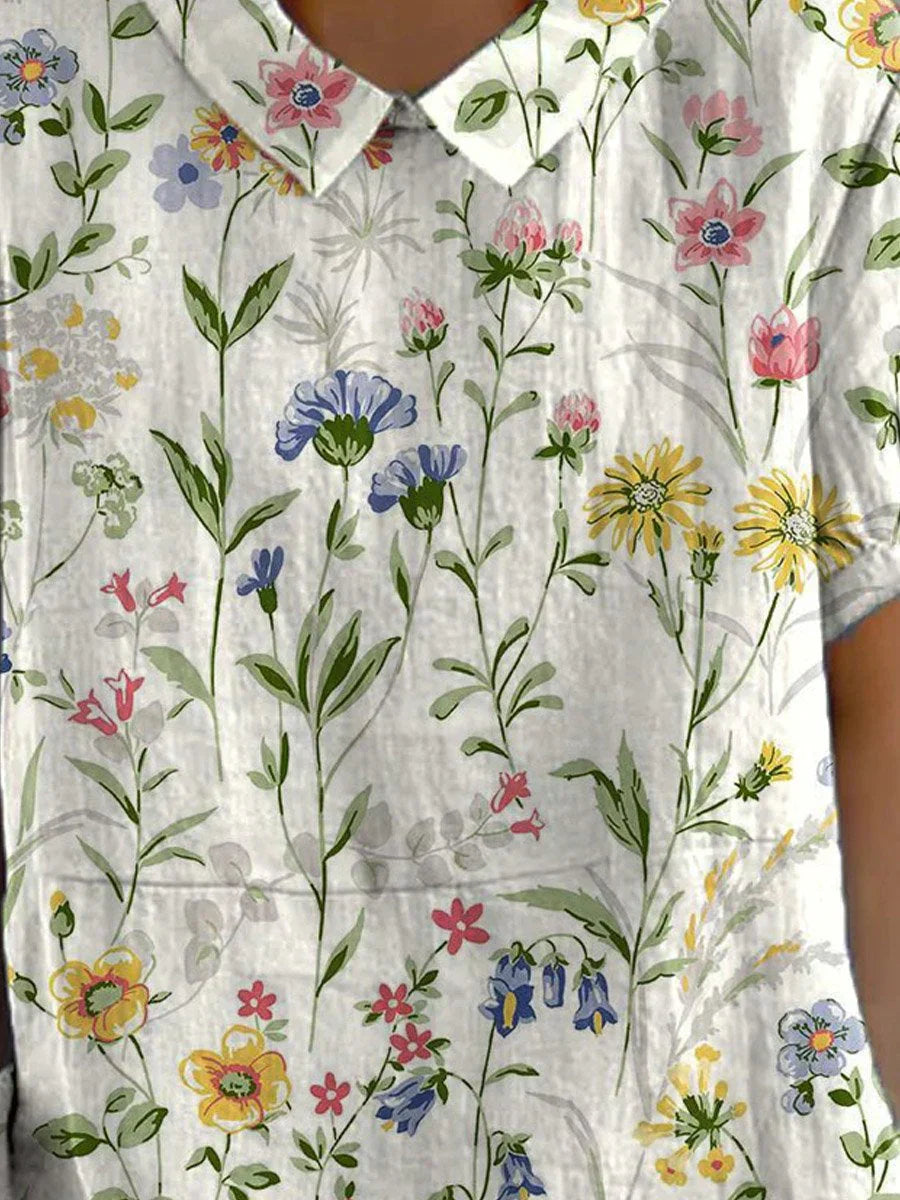 EP | T-shirt en lin et coton avec motif imprimé