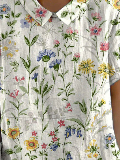 EP | T-shirt en lin et coton avec motif imprimé