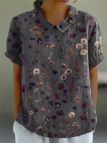 EP | T-shirt en lin et coton avec motif imprimé