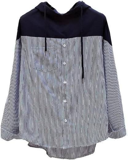 EP | T-shirt à capuche avec coutures rayées et cordon de serrage