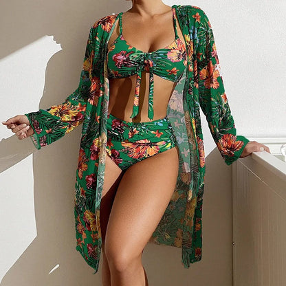EP | bikini 3 pièces fleuri avec cover-up