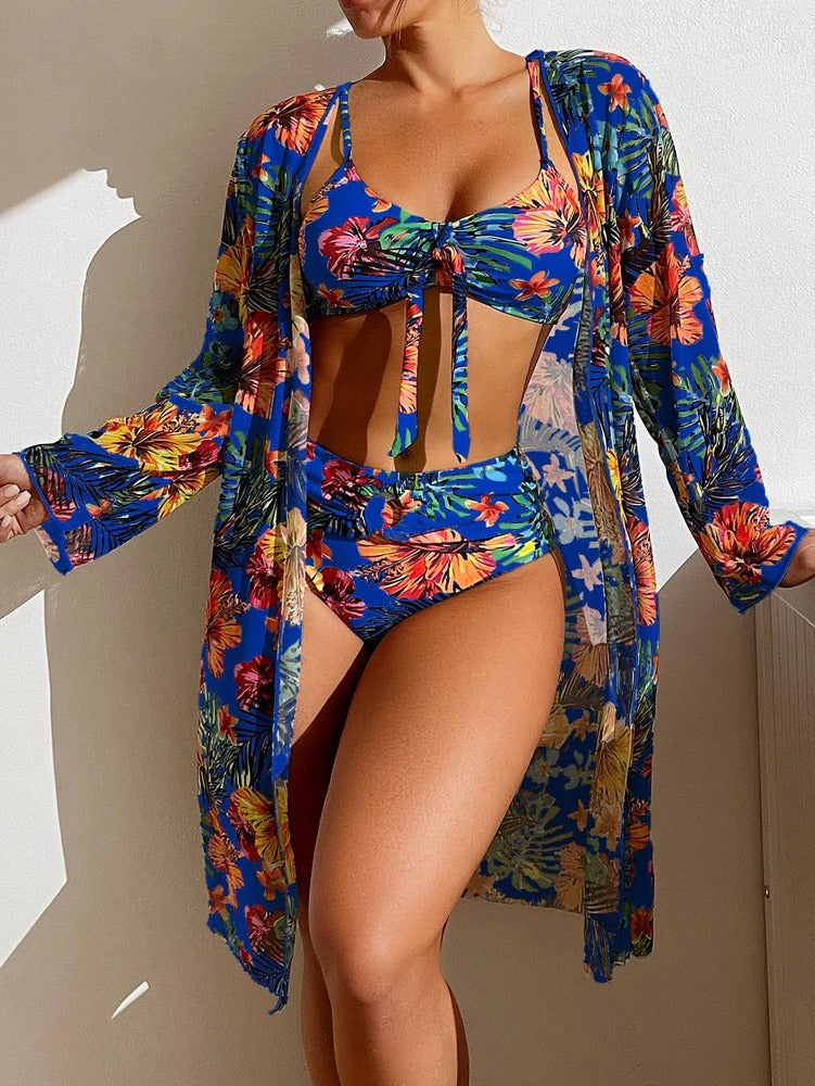 EP | bikini 3 pièces fleuri avec cover-up