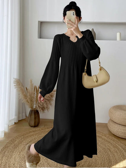 EP | robe d'hiver avec col en V et manches longues
