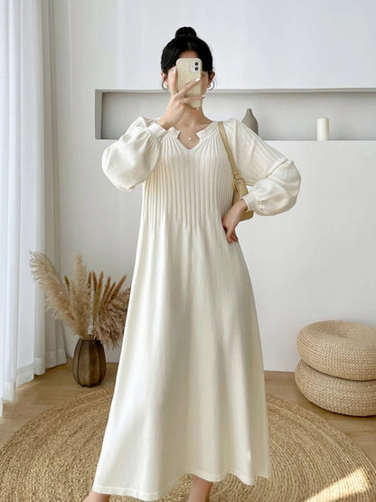 EP | robe d'hiver avec col en V et manches longues